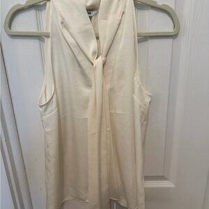Express Cream Tie-Neck Sleeveless Blouse